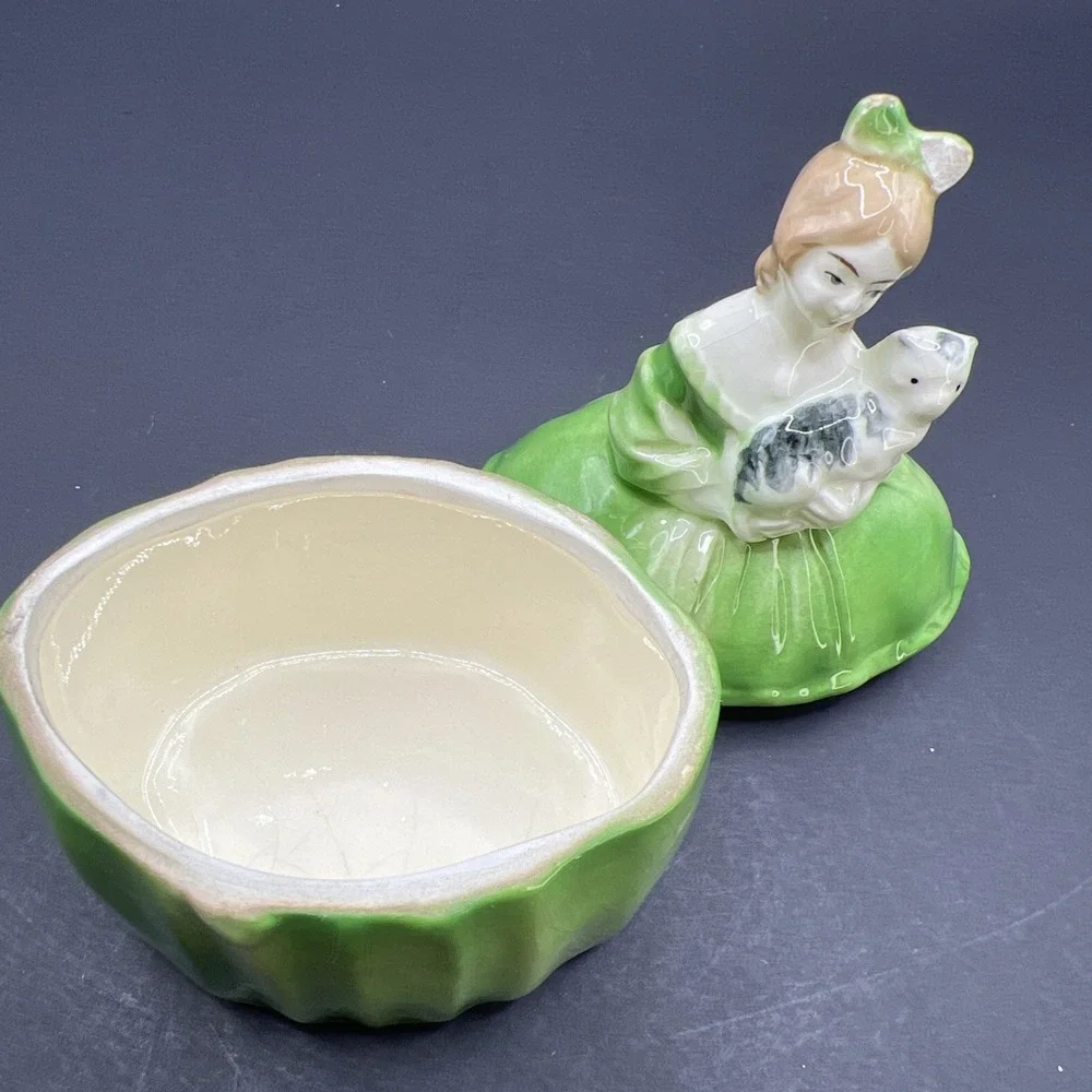 Art Deco Porcelain Half Doll Dresser‎ Box Powder Jar Coronet Trademarked Germany